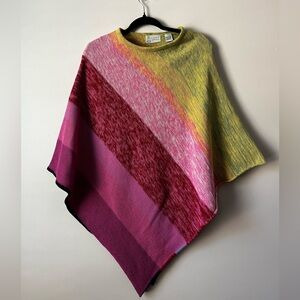 Anthropologie Colorful Cotton Poncho Vibrant Natural Fibers Cousin Johnny